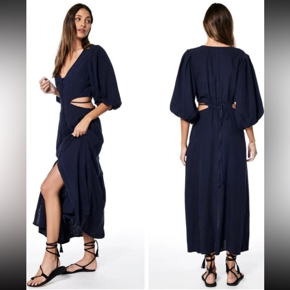 Young Fabulous & Broke High Tea Dress NWT Navy Blue Womens Size Large
